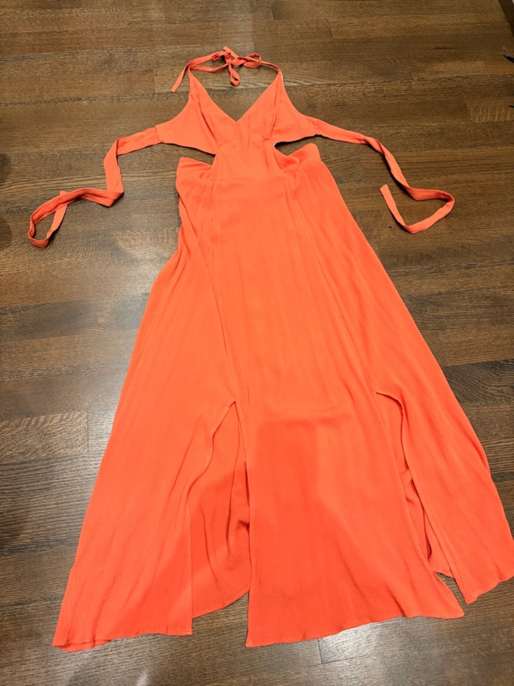 Orange Halter Maxi Dress - cupshe